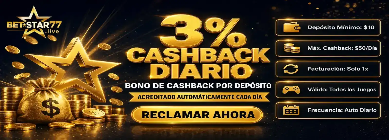 CASHBACK 3% DIARIO